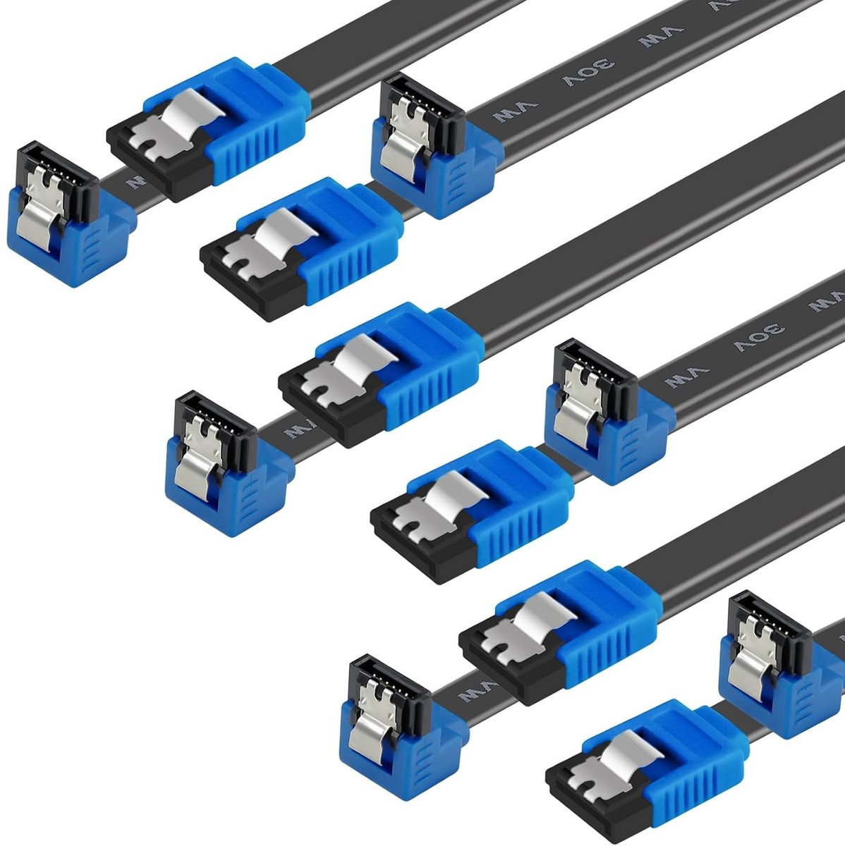 SATA III Kabel 6-Pack, 6Gbps 90 Graden Hoek met Vergrendeling, 18 Inch voor HDD, SSD en CD-Speler