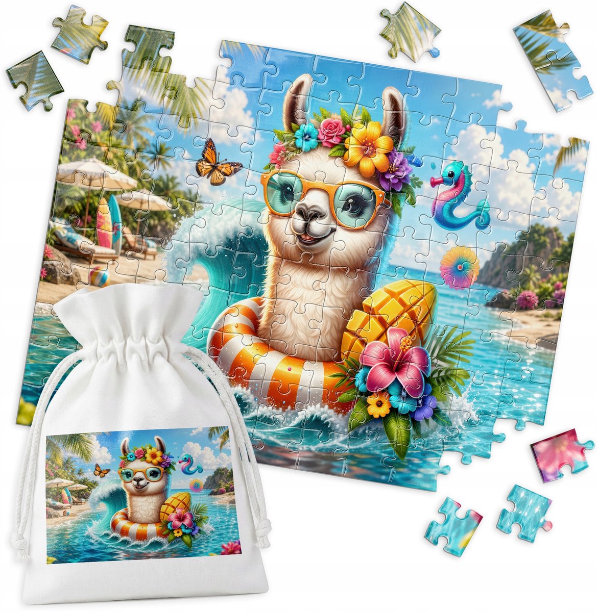 Puzzel Lama Strand Oceaan 110 Stukken - Leerzaam en Leuk