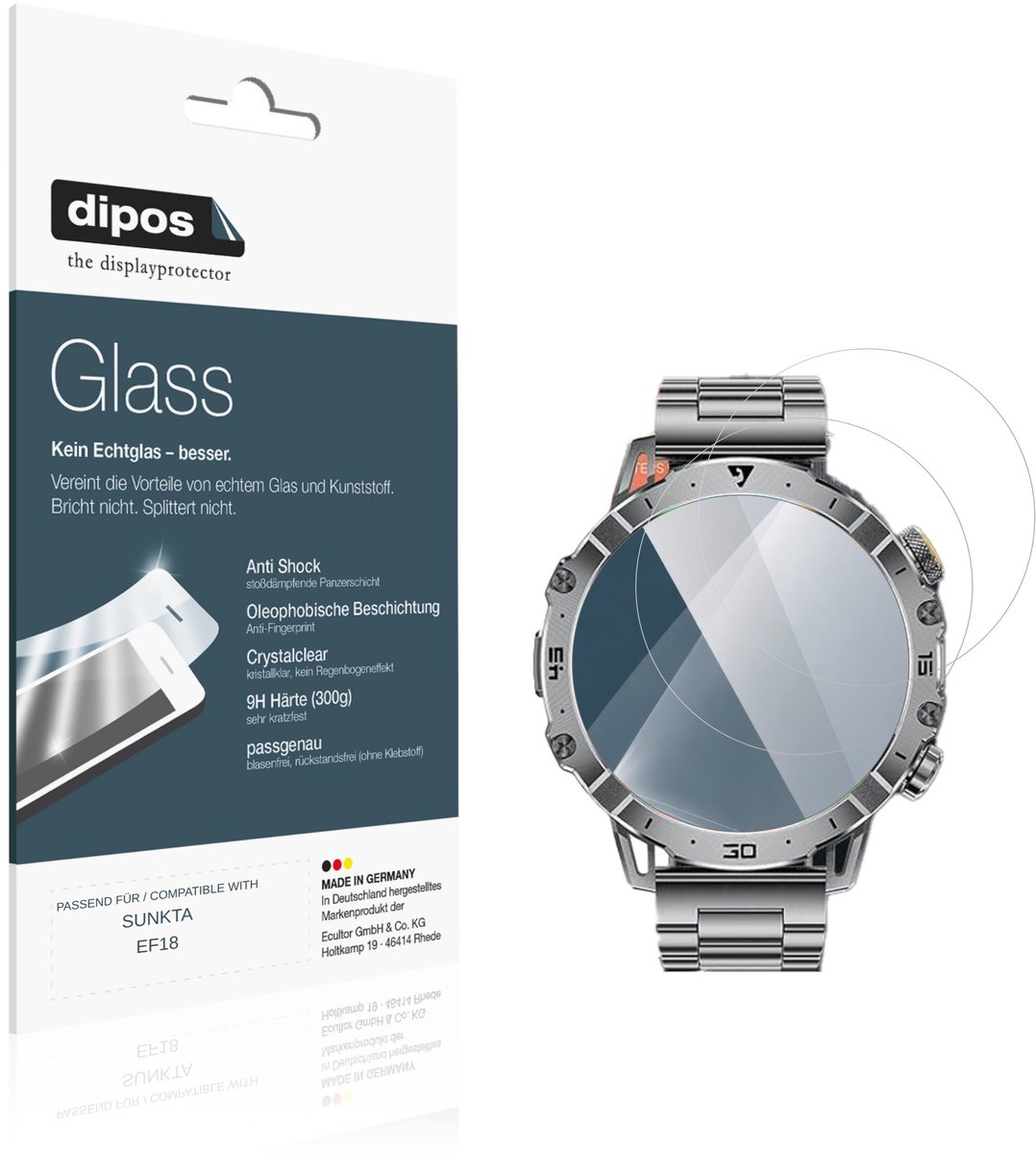 dipos – 2x Pantserfolie geschikt voor SUNKTA EF18 | 9H Screenprotector
