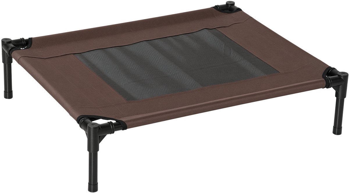 PawHut Verhoogd Hondenbed - Metaal - 76x61x18cm - Bruin