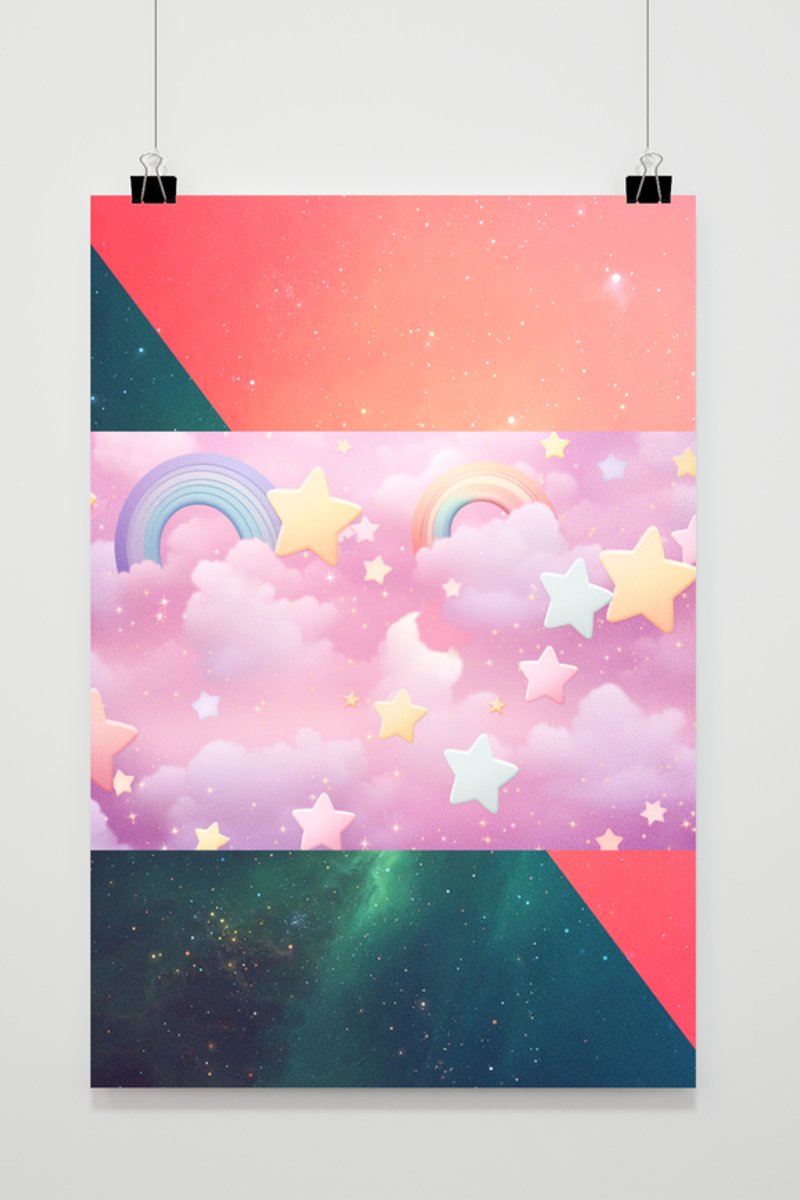 Regenboog Poster - Kinder - Baby - Kinderkamer - Kleuter - Rainbow - Woondecoratie - posters - formaat 100x70cm - L645