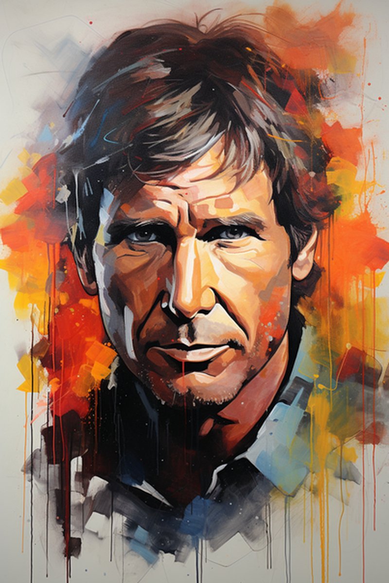 Harrison Ford Poster - Portret Harrison Ford - Acteur - Film - Woondecoratie - posters - formaat 70x100cm - L652