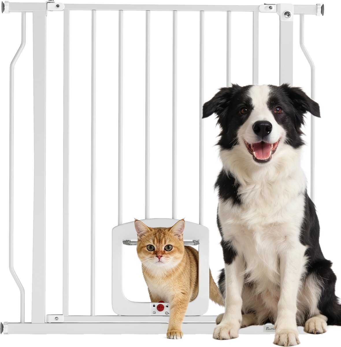 PawHut Hondenhek - Staal, ABS - Veiligheidshek voor honden - Wit