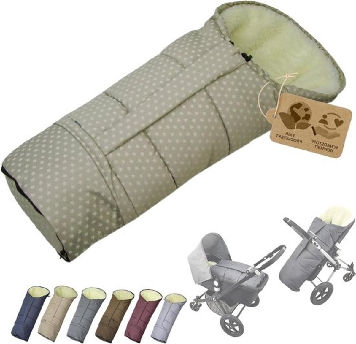 Winter Voetenzak - Mummiezak Kinderwagen - Warm Blijven Buiten - Aanpasbare Lengte - 90-110 cm - Sterren Beige