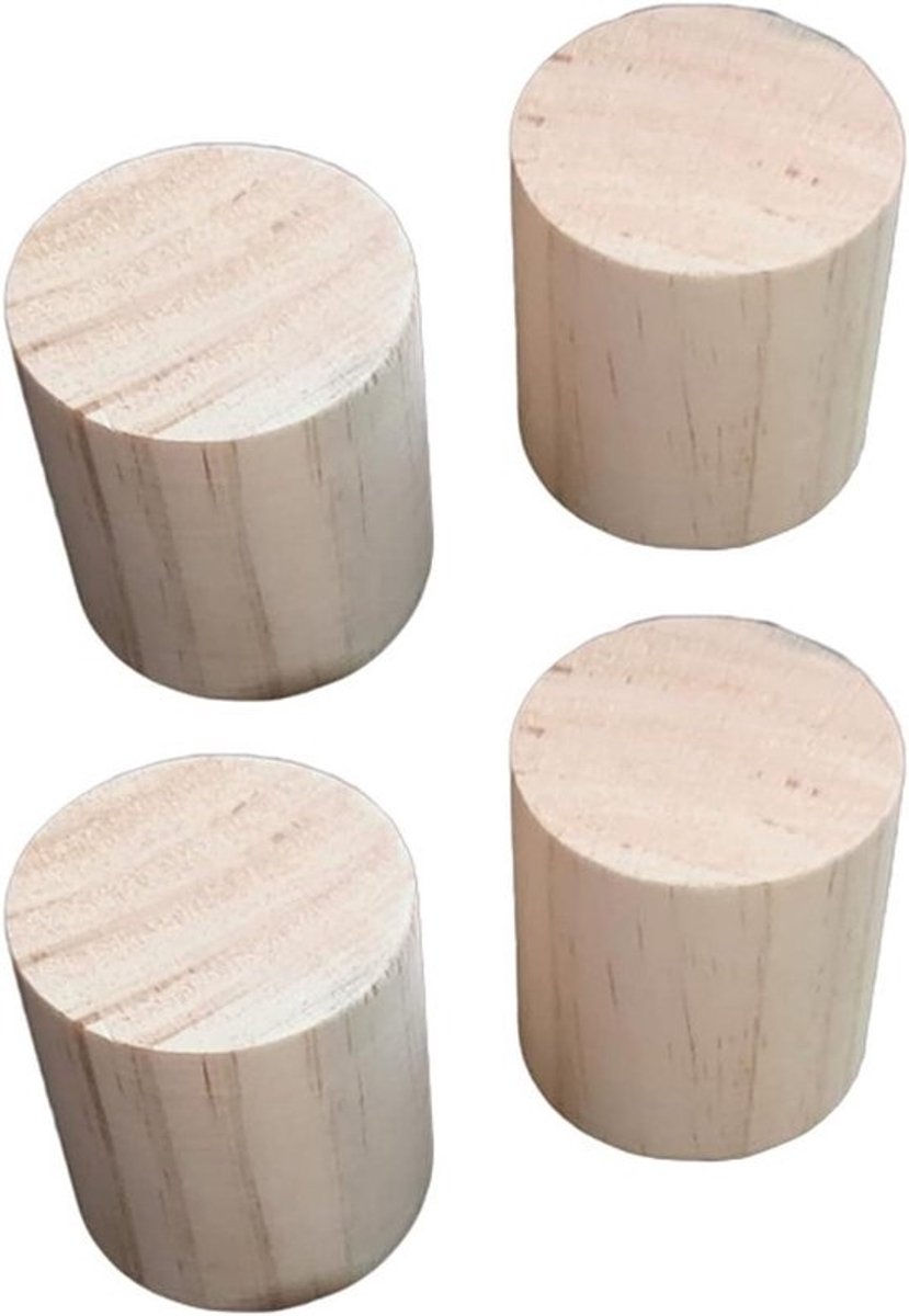 Houten Meubelverhogers - Meubelpoot Verhogers - Meubels Verhoging - Draagkrachtig Grenenhout - 7 cm Diameter - Houtkleur