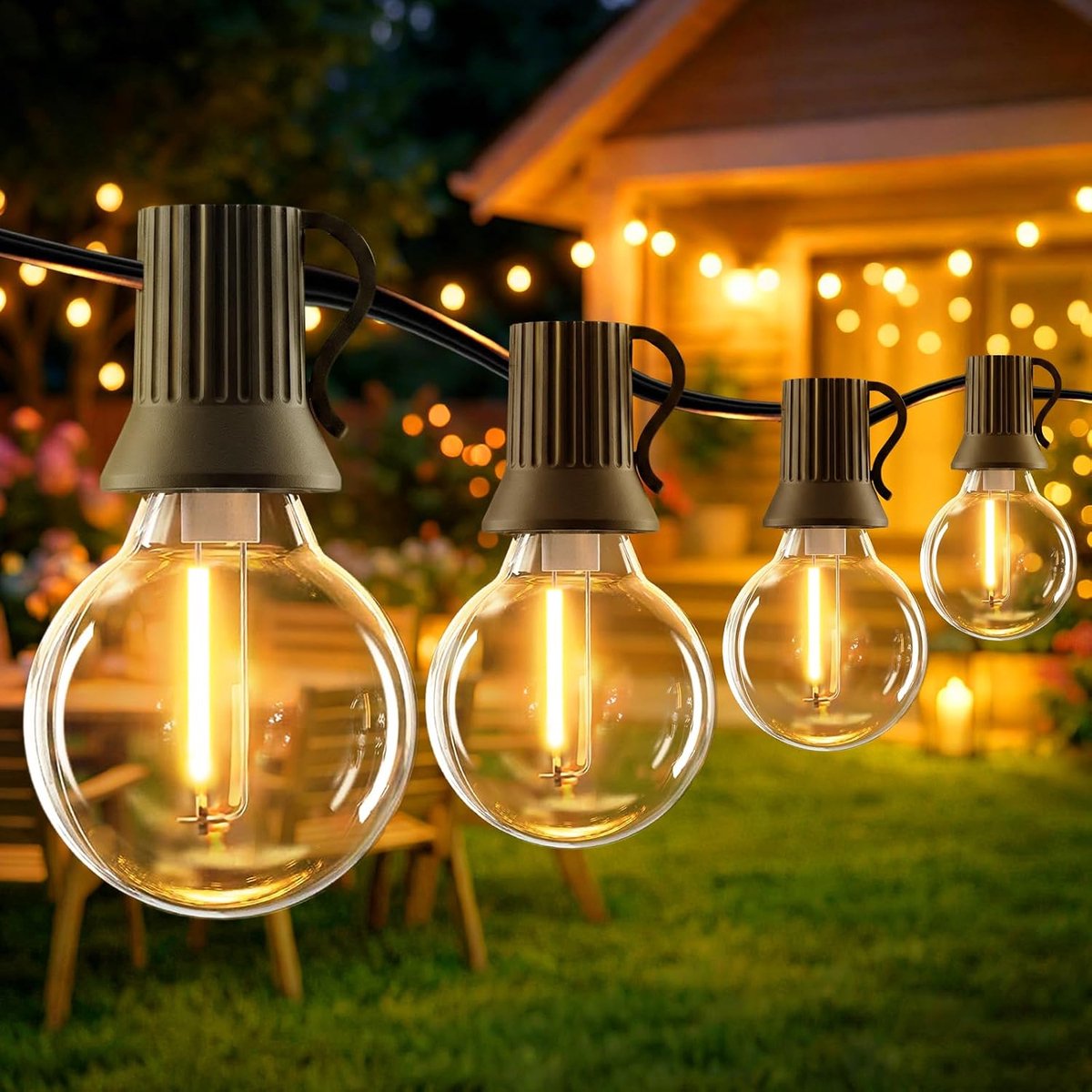 Lichtsnoer 20m - G40 - Met Stekker - IP44 Waterdicht - 8 Standen - Warmwit - Kerst