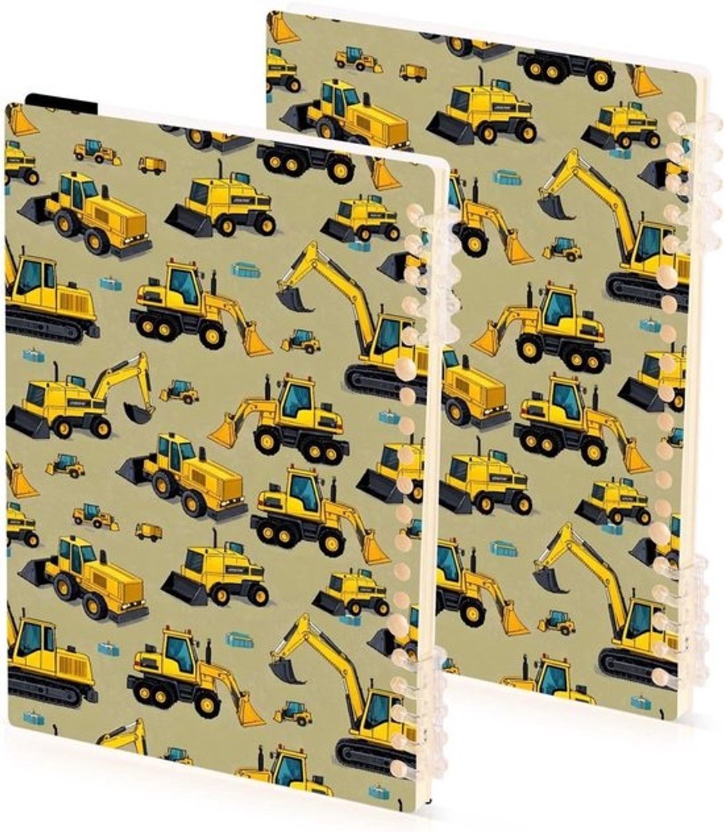 Notitieboek Graafmachine Patroon - Schrijfblok Journal - Studie Werk - Hardcover Dubbeldraads Binding - A5 60 Pagina's - B1480