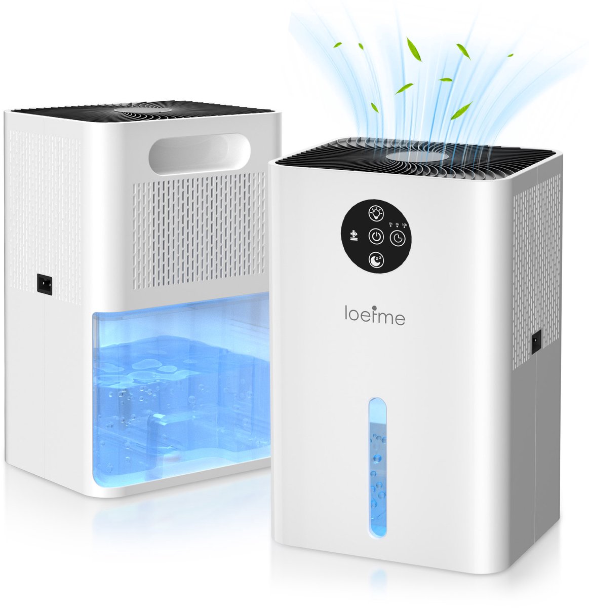 LOEFME Luchtontvochtiger - Ontvochtigt 450ml Per Dag in Huis - 1,8L Waterreservoir - 35dB Stil - Met Timer & Automatische Ontdooi‑functie - Vochtopnemer voor Slaapkamer, Badkamer, Kelder & Woonkamer