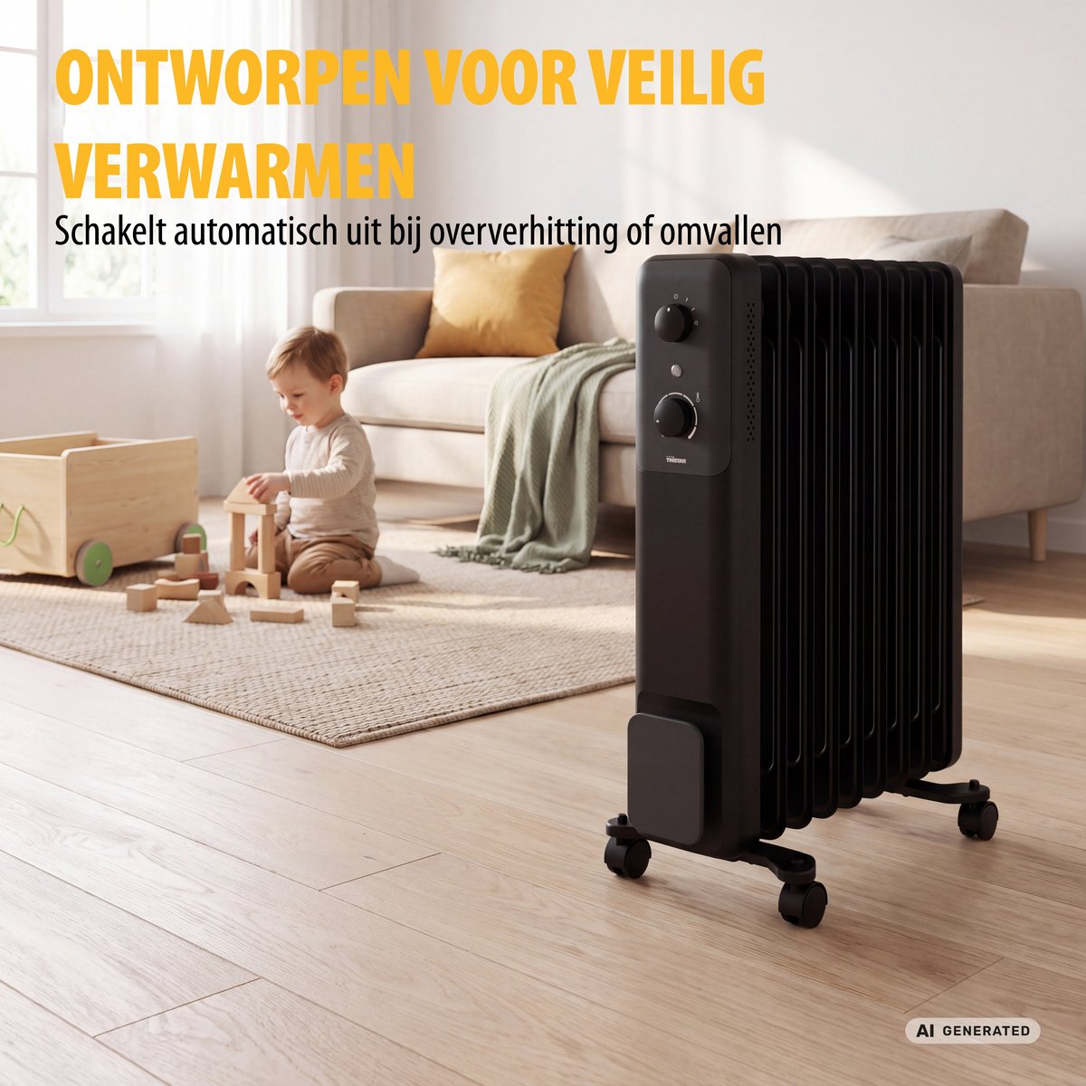 Tristar KA-5380 Oliegevulde Radiator – Elektrische Verwarming 2000W – Stil – Met Thermostaat – 3 Warmtestanden – Mobiele Kachel – foto 5