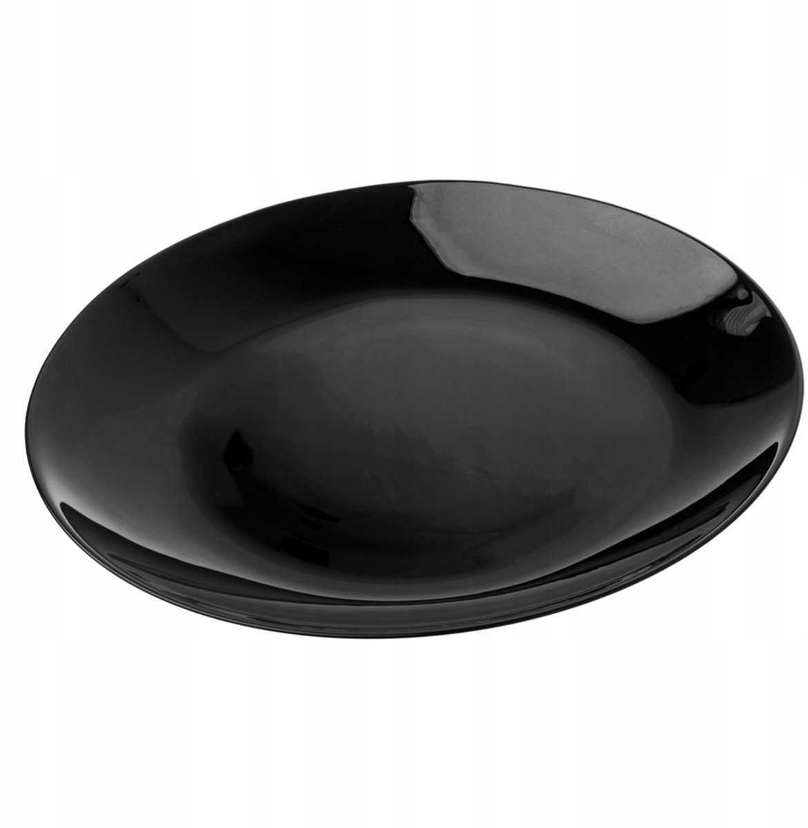 Zwart eetbord 25 cm, hoogglans gehard glas, elegant