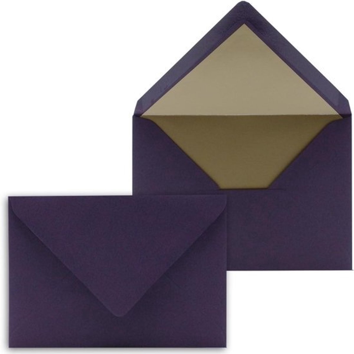 Enveloppen C6 - Briefpapier Postzakken - Uitnodigingen Versturen - Goudmetallic Voering - 114 x 162 mm - Aubergine