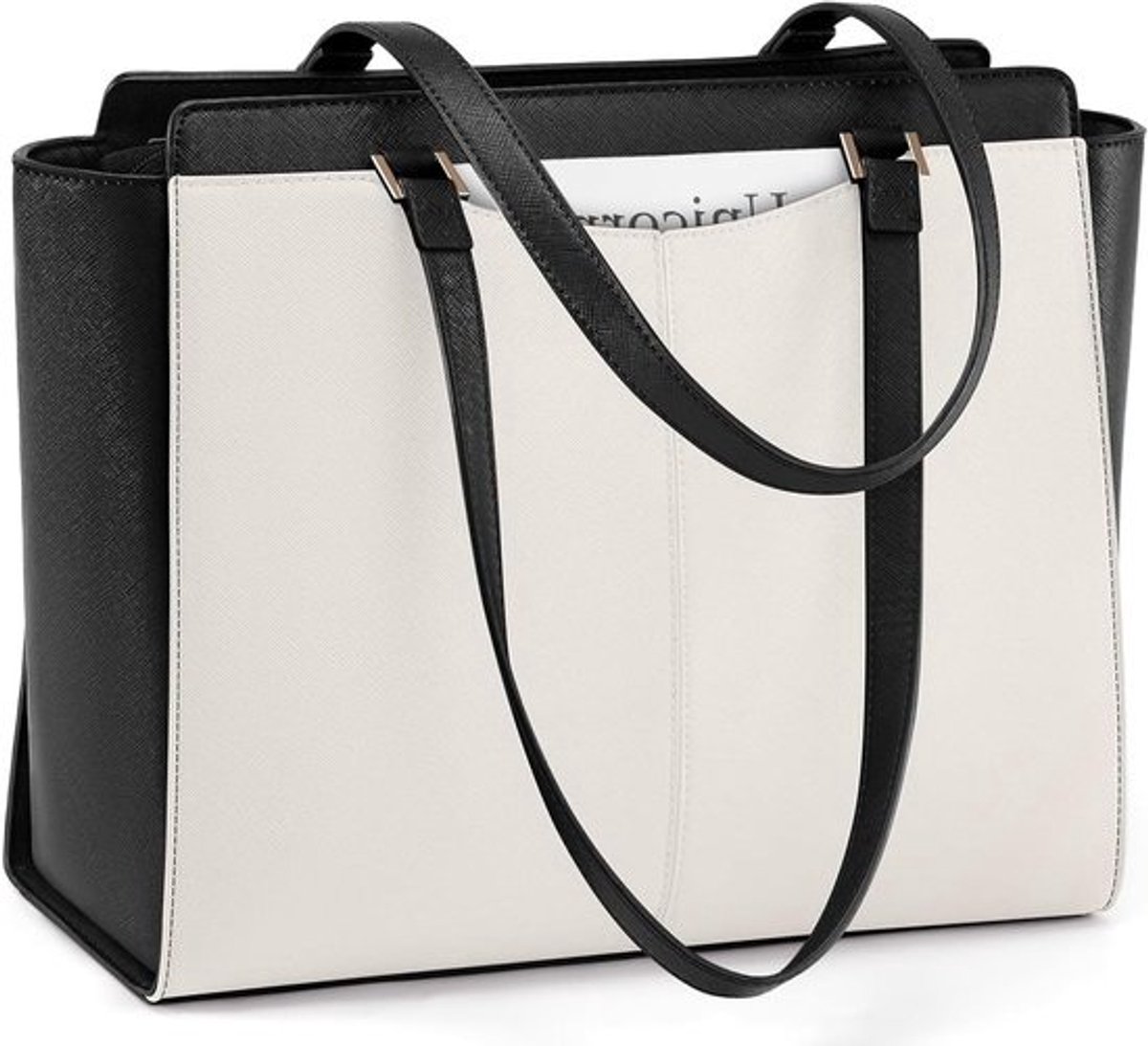Dames Handtas - Schoudertas Tote - Werk en School - Waterdicht PU Leer - 35cm - Zwart