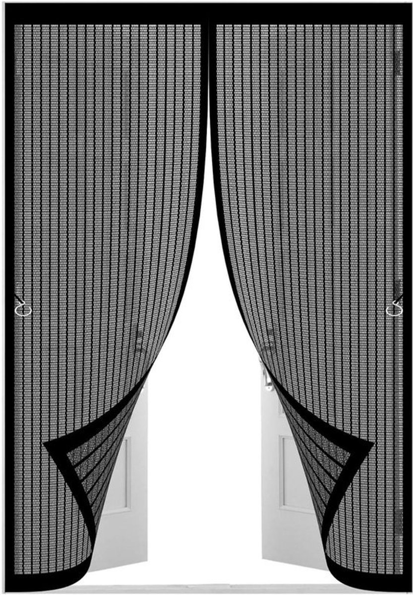 Magnetisch Vliegengordijn - Hordeur Insectenwerend - Frisse Lucht Binnen - Boorvrije Installatie - 100 x 228 cm - Zwart