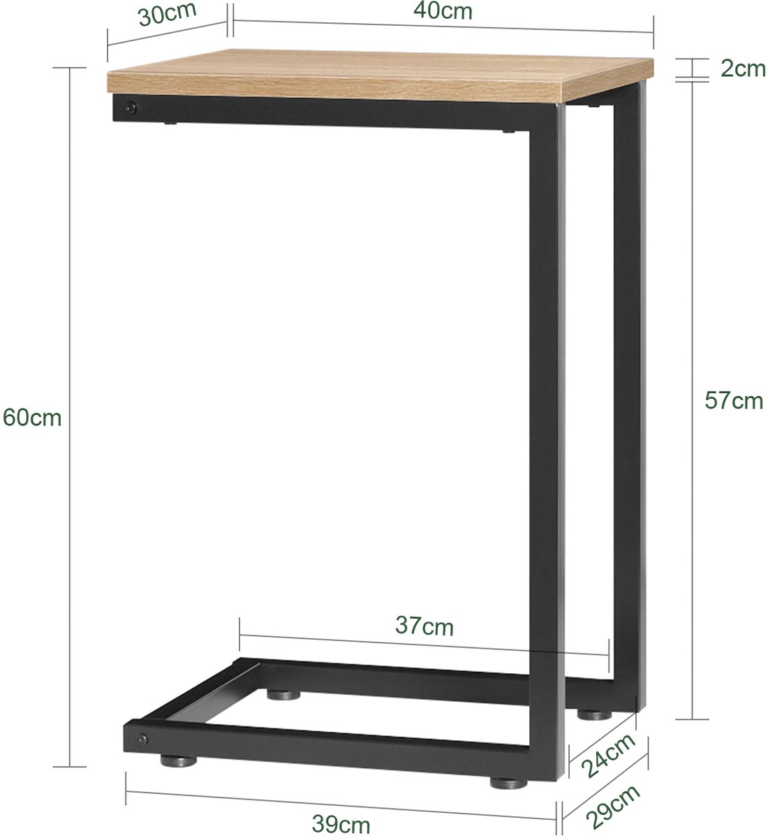 Mura Salontafel - Nachtkastje - Bijzettafel - Bedtafel - Laptoptafel - Koffietafel - L-vorm Onder Bank Of Bed - Lichtbruin