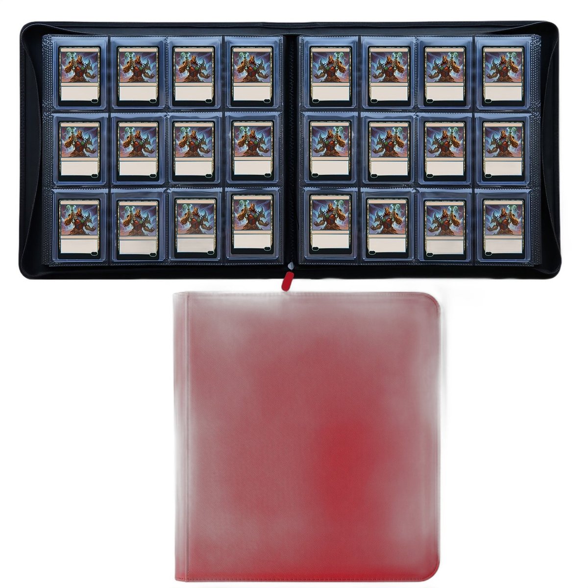 Currero Toploader Binder - Verzamelmap Kaarten - Geschikt voor Pokemon - 4 Pocket - 9 Pocket - 12 Pocket - Trading Card Map - Toploadermap - Rood - 384 Kaarten