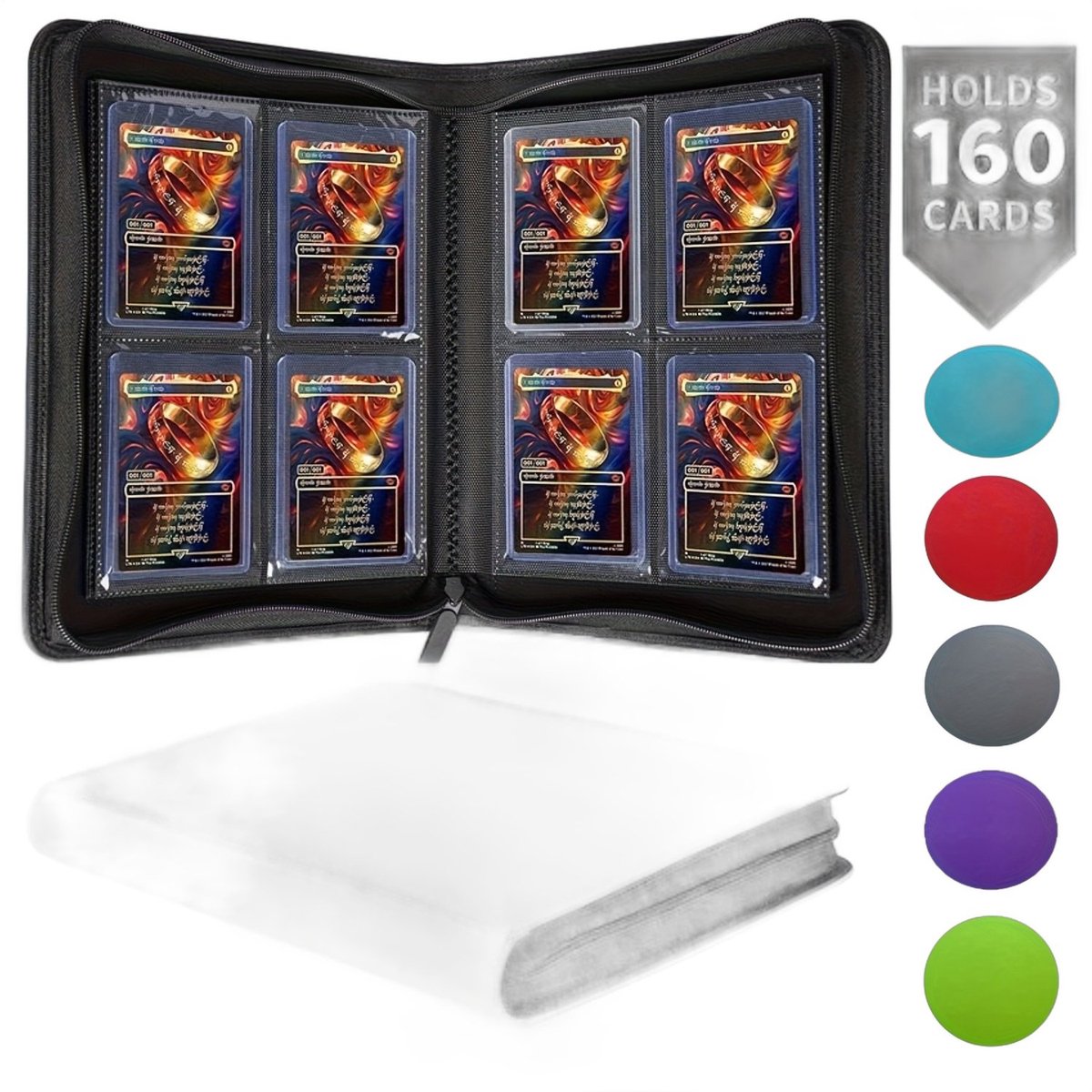 Currero Toploader Binder - Verzamelmap Kaarten - Geschikt voor Pokemon - 4 Pocket - 9 Pocket - 12 Pocket - Trading Card Map - Toploadermap - Wit - 160 Kaarten