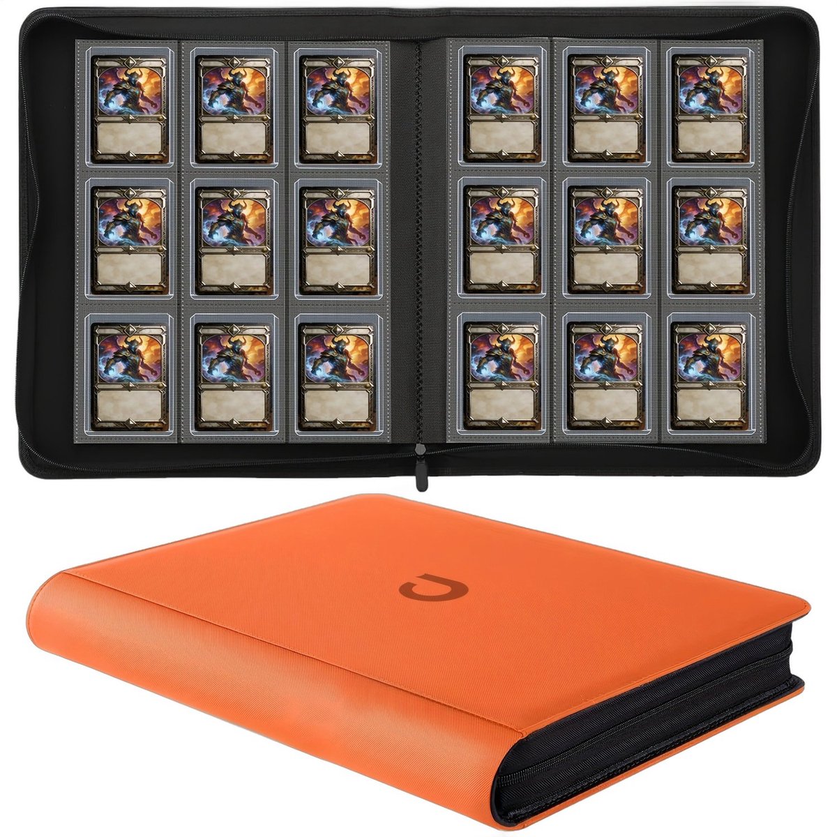 Currero Toploader Binder - Verzamelmap Kaarten - Geschikt voor Pokemon - 4 Pocket - 9 Pocket - 12 Pocket - Trading Card Map - Toploadermap - Oranje - 288 Kaarten