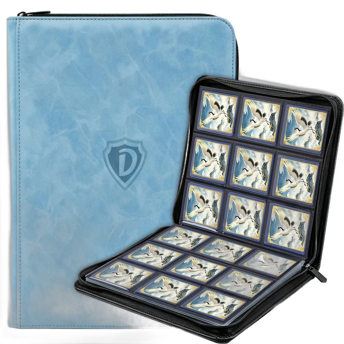 Currero Toploader Binder - Verzamelmap Kaarten - Geschikt voor Pokemon - 4 Pocket - 9 Pocket - 12 Pocket - Trading Card Map - Toploadermap - Hemelsblauw - 288 Kaarten