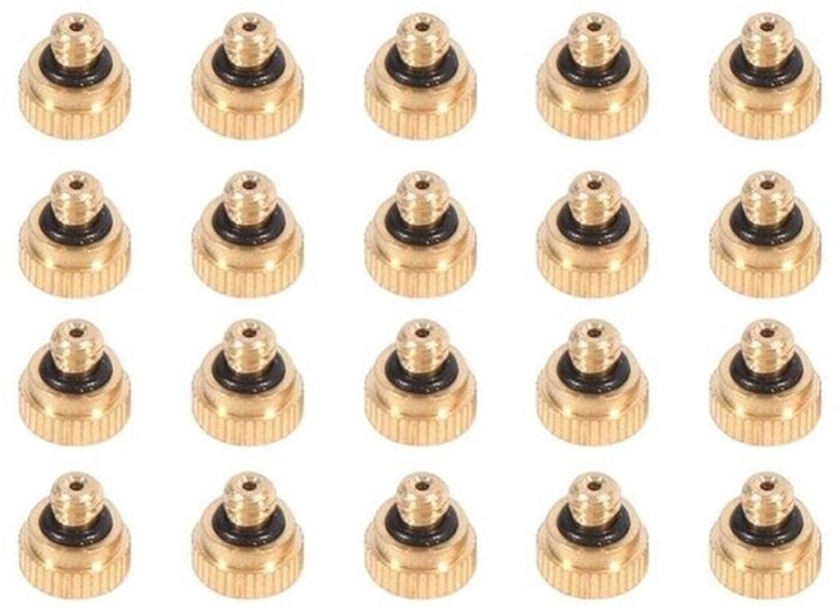 Koelsysteem-nozzels - Misting-nozzels - Duurzaam en lekvrij - 0,5 mm - Perfect voor tuin en serre - 20 stuks - Voor buiten gebruik