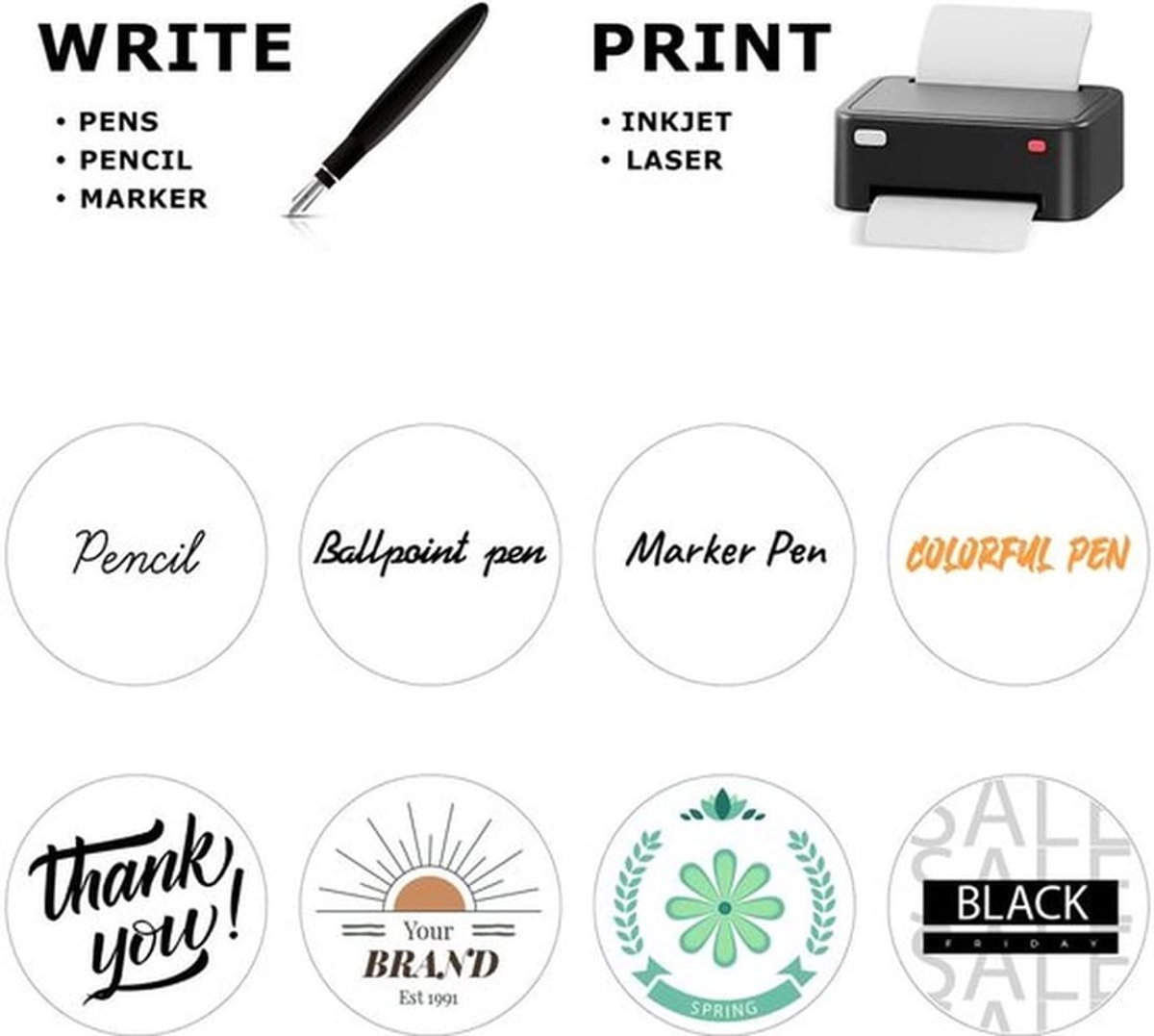 Printable Round Labels - Zelfklevende Adresstickers - Neon Geel - Verwijderbare Etiketten - 400 Labels - Geschikt voor Inkjet en Laserprinter