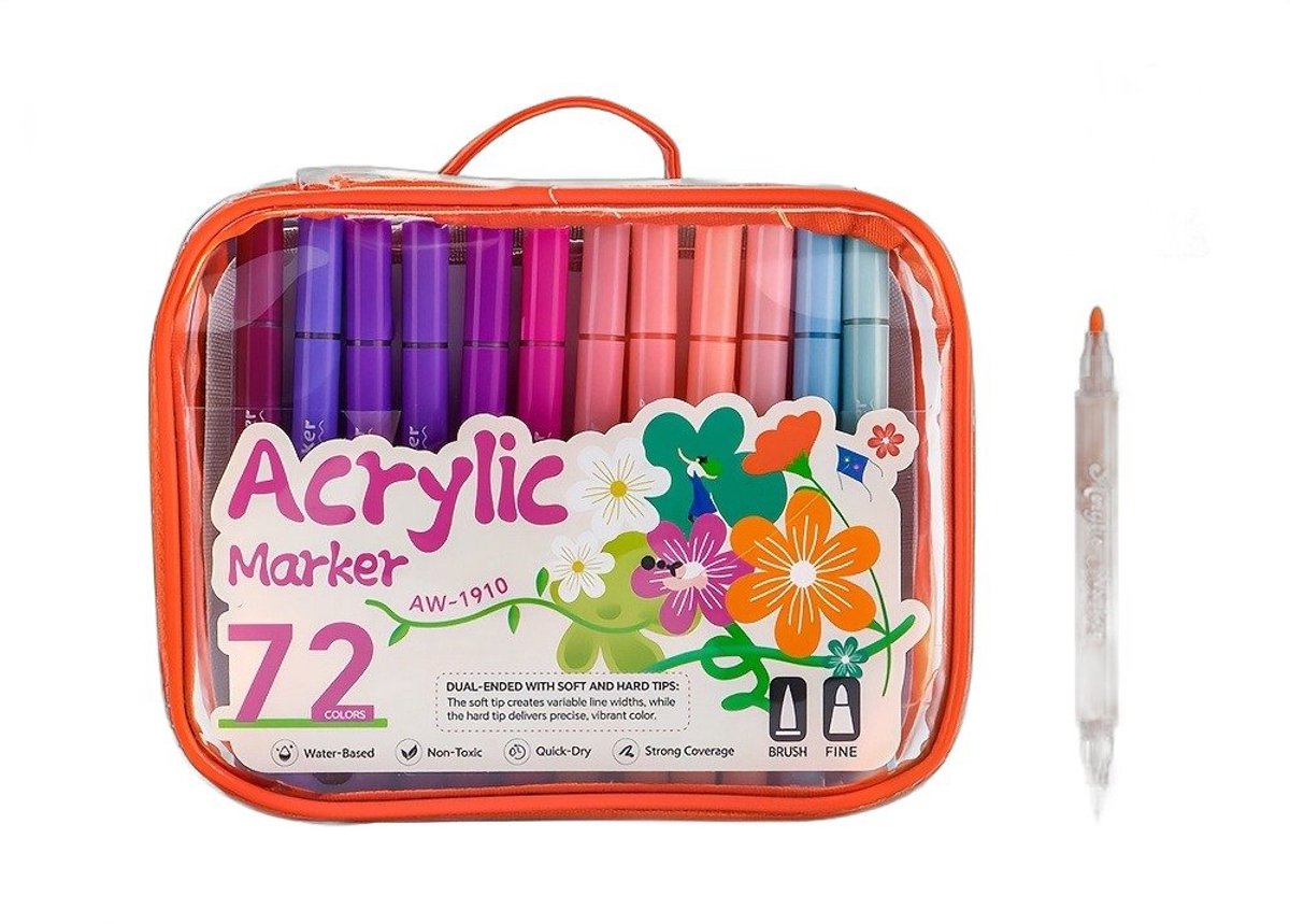Currero Aquamarkers - Twinmarkers - Brushpennen - Stiften - Markeerstiften Op Waterbasis - Dual Tip - Tekenen En Kleuren - 72 Kleuren