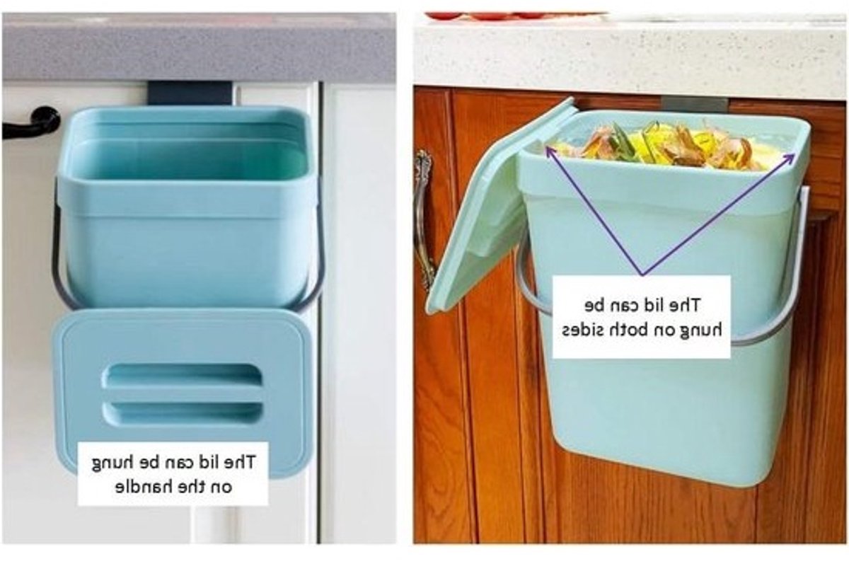 Prullenbak Kleine compostbak voor keuken -13 gallons/5 l-blauw met deksel