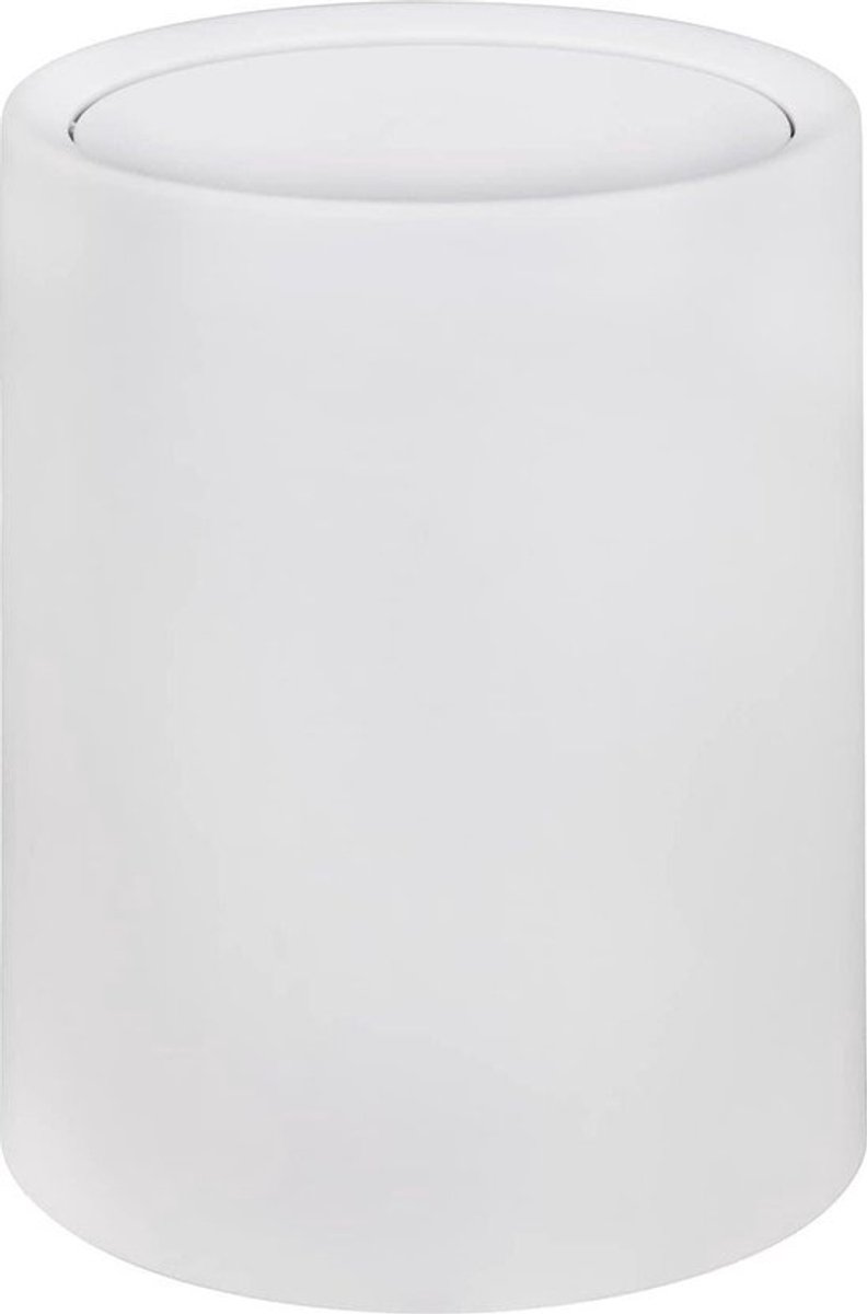 Prullenbak 6 liter cosmetica emmer van kunststof - wit Ø 21 × 25.5 cm met deksel