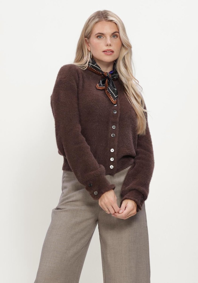 Ruby Tuesday Vivett Fluffy Knit Cardigan Truien & vesten Dames - Bruin - Maat 34