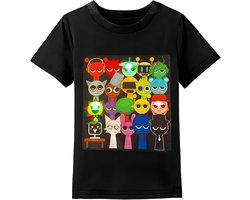 Sprunki Kinder-T-shirt met ledlicht, aanraakgevoelig, zacht katoen, wasbaar, grappig design, ideaal voor jongens en meisjes van 4 tot 8 jaar, creatief origineel cadeau