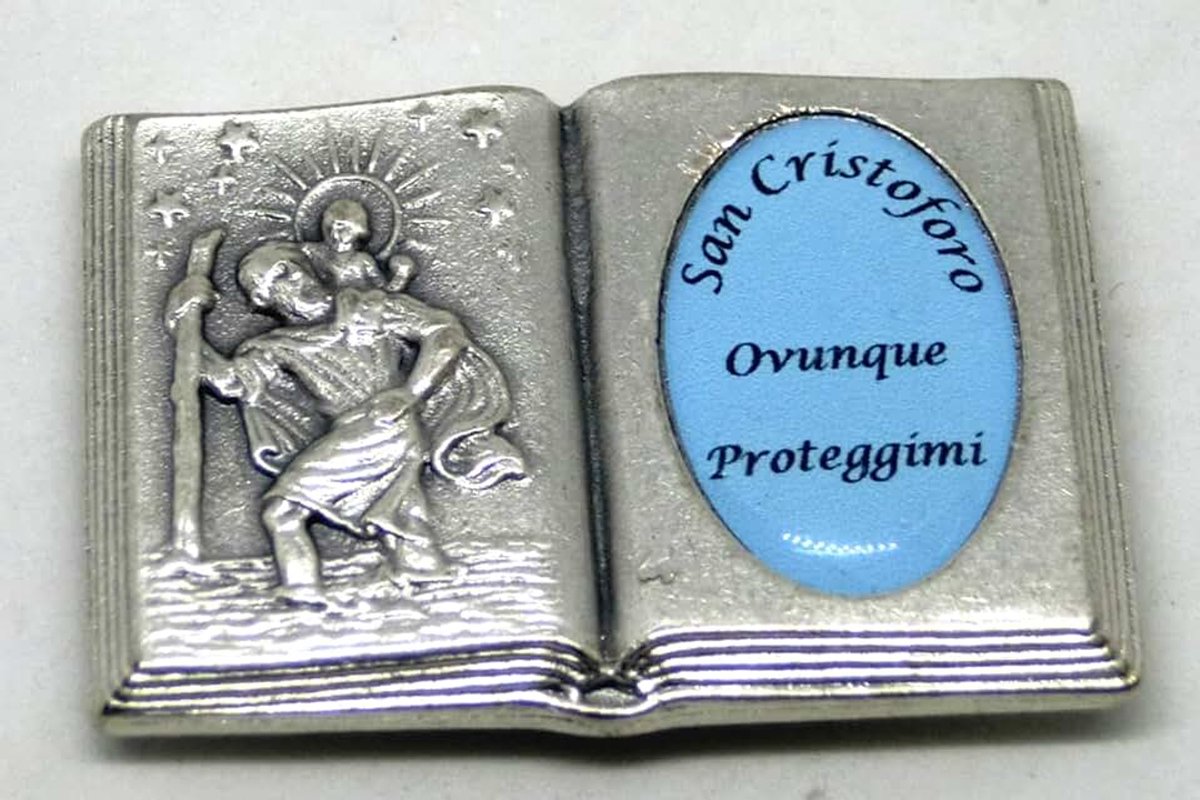 Heilige Christoffel overal beschermd zilver 2,5 x 3,5 cm