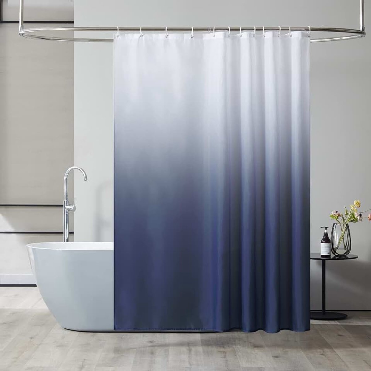 180x180cm Antischimmel Douchegordijn voor Bad in de badkamer Textielgordijnen van stof Waterdicht Wasbaar Wit tot Donkerblauw met 12 Douchegordijnen.