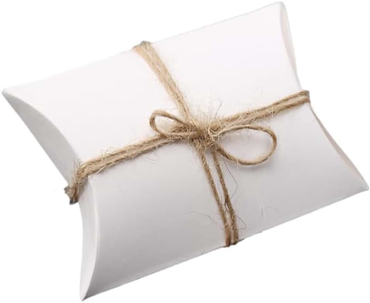 50 stuks snoepdozen kussens van kraftpapier eenvoudig DIY (wit)