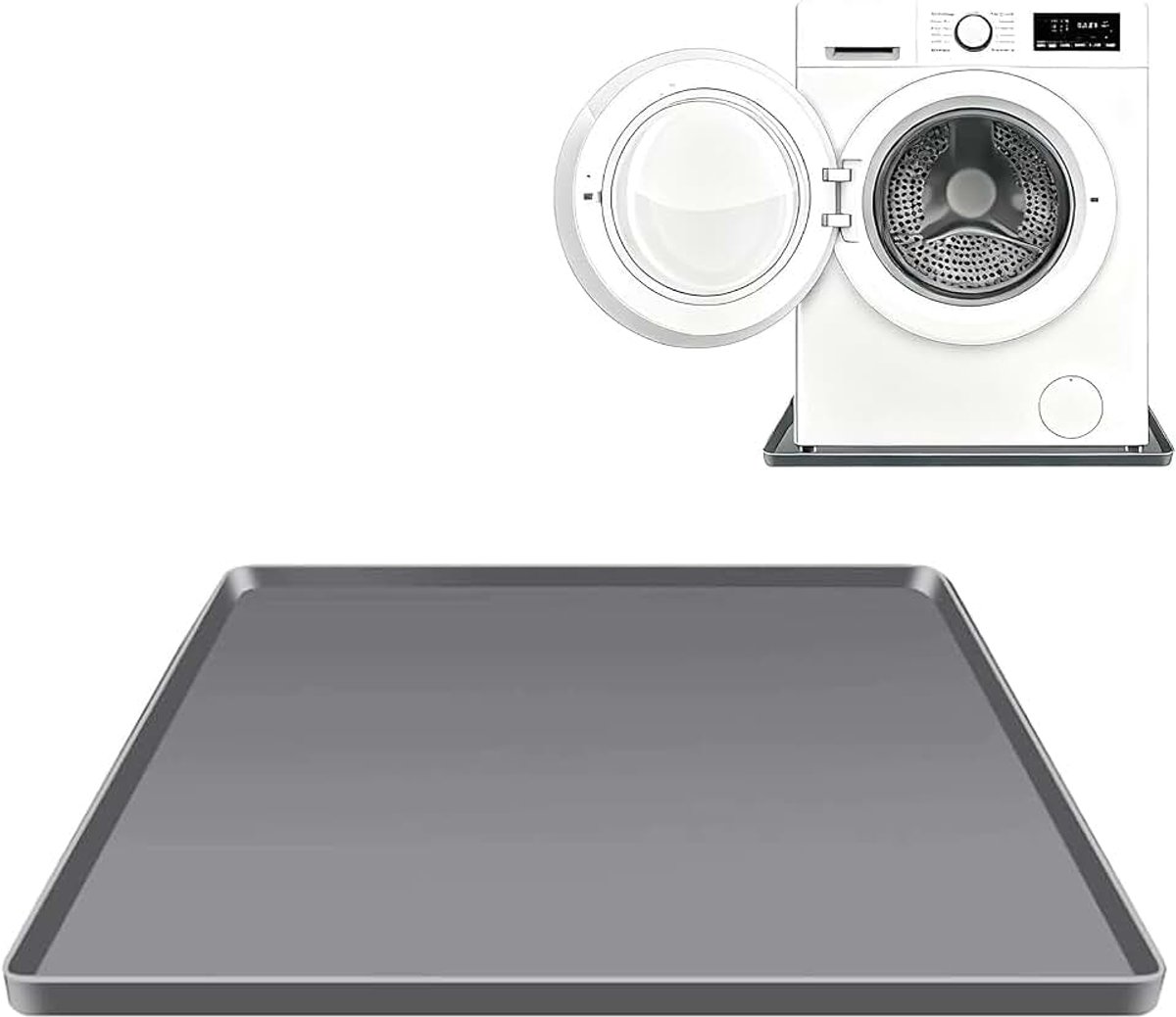 Vloermat voor de koelkast, 60 x 60 cm, mini-siliconenmat, koelkast, druppelbak voor de koelkast, herbruikbare lekbak, multifunctionele koelkastpads, voor wasmachine (grijs)