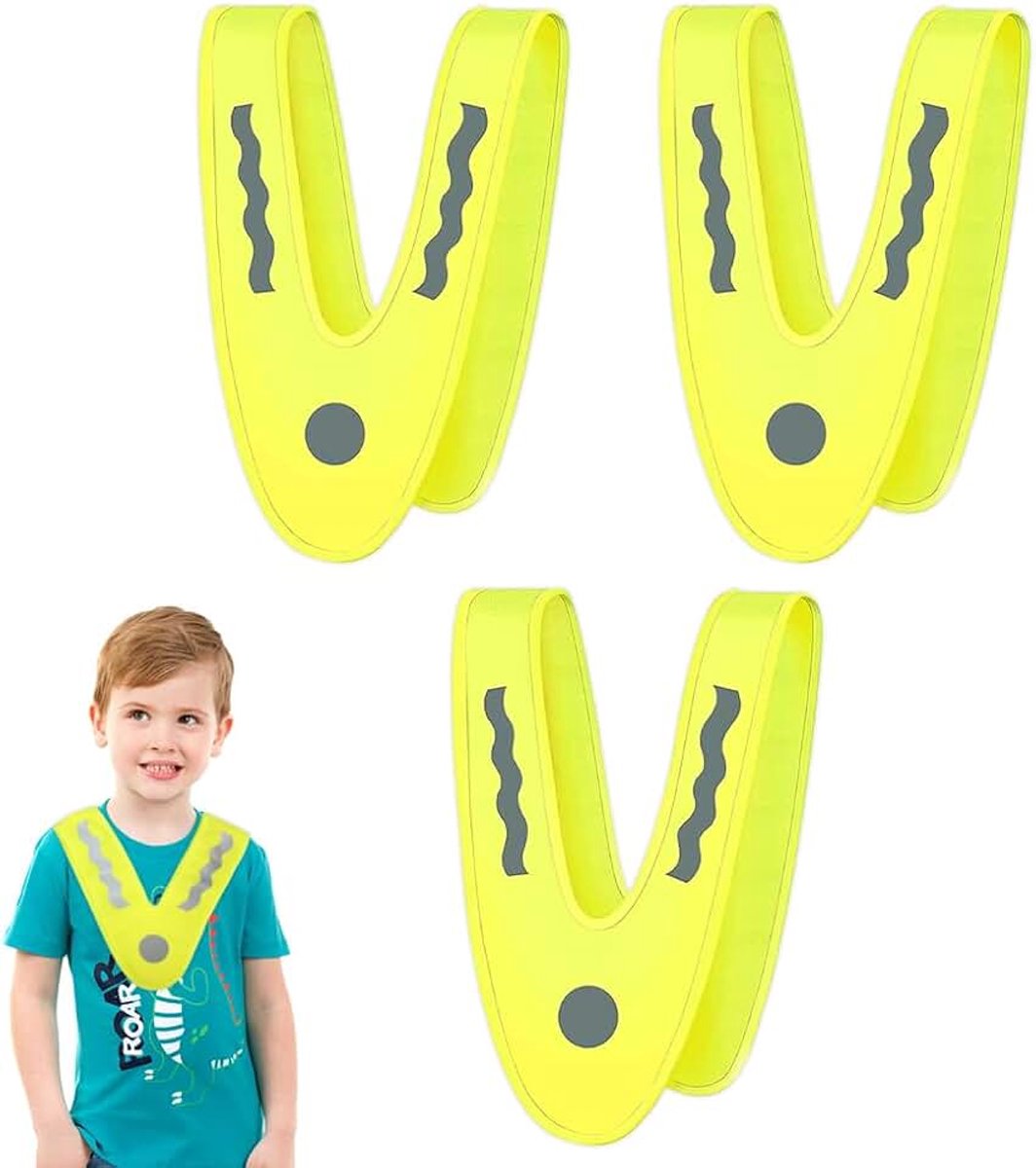 3 stuks kinderveiligheidsvest, kinderveiligheidsvest, V-vorm, reflecterend vest, veiligheidskraag voor kinderen, veiligheidsvest, paardrijden, reflecterende band, veiligheidsvest, voor sport,