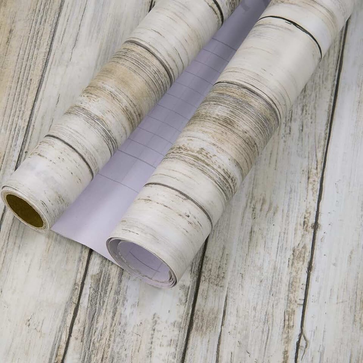 Meubelfolie, zelfklevend, pvc, decoratiefolie, meubelfolie, keukenfolie, zelfklevend, waterdicht, wit, bruin, oude houtlook, 45 cm x 2 m, voor meubels, muren, kast, tafel, bureau, deur