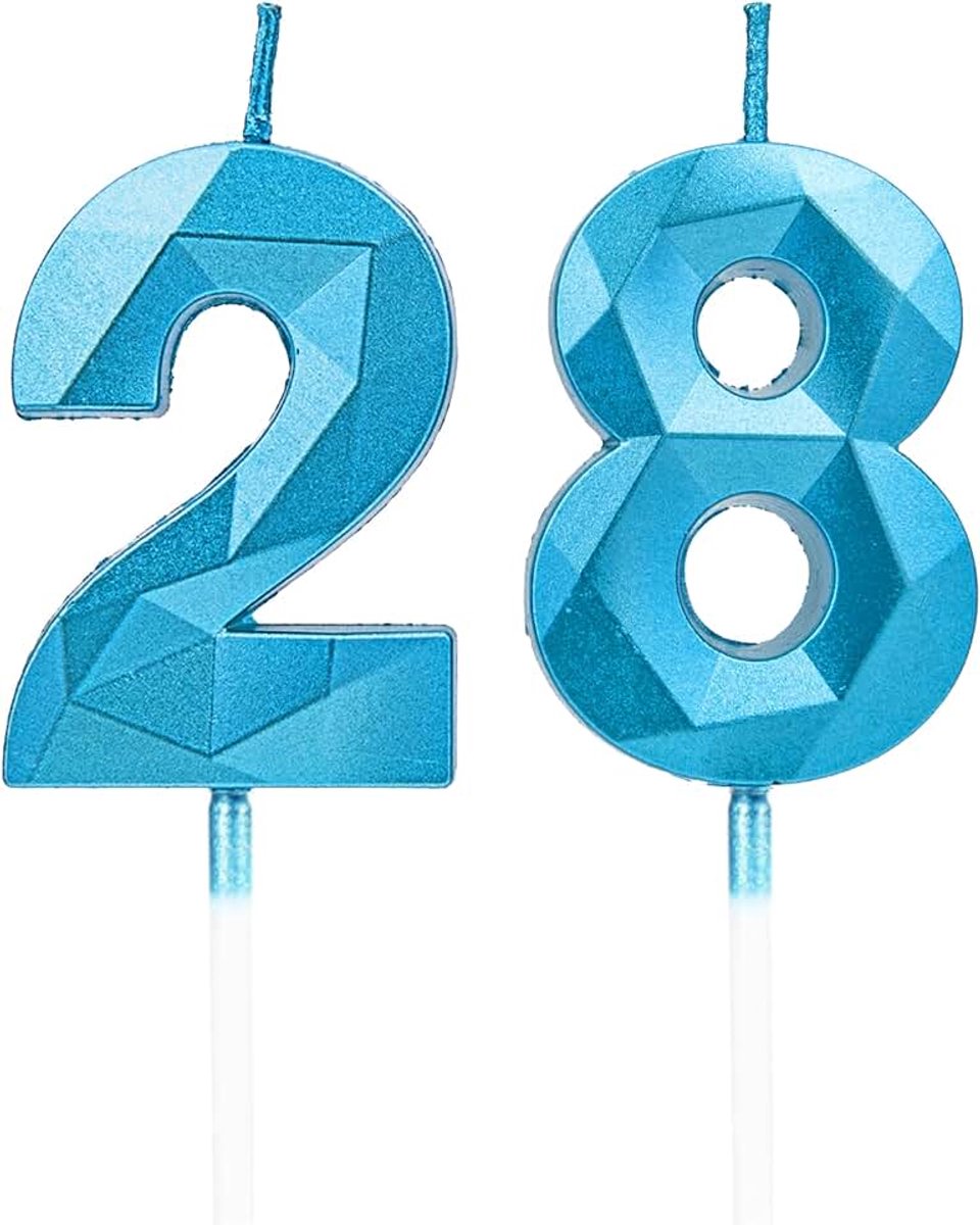 Blauwe cijferkaarsen verjaardagsdecoratie, Happy Birthday Cake Toppers, voor verjaardagsfeestjes, bruiloften, bedrijfsverjaardagen (blauw #28)