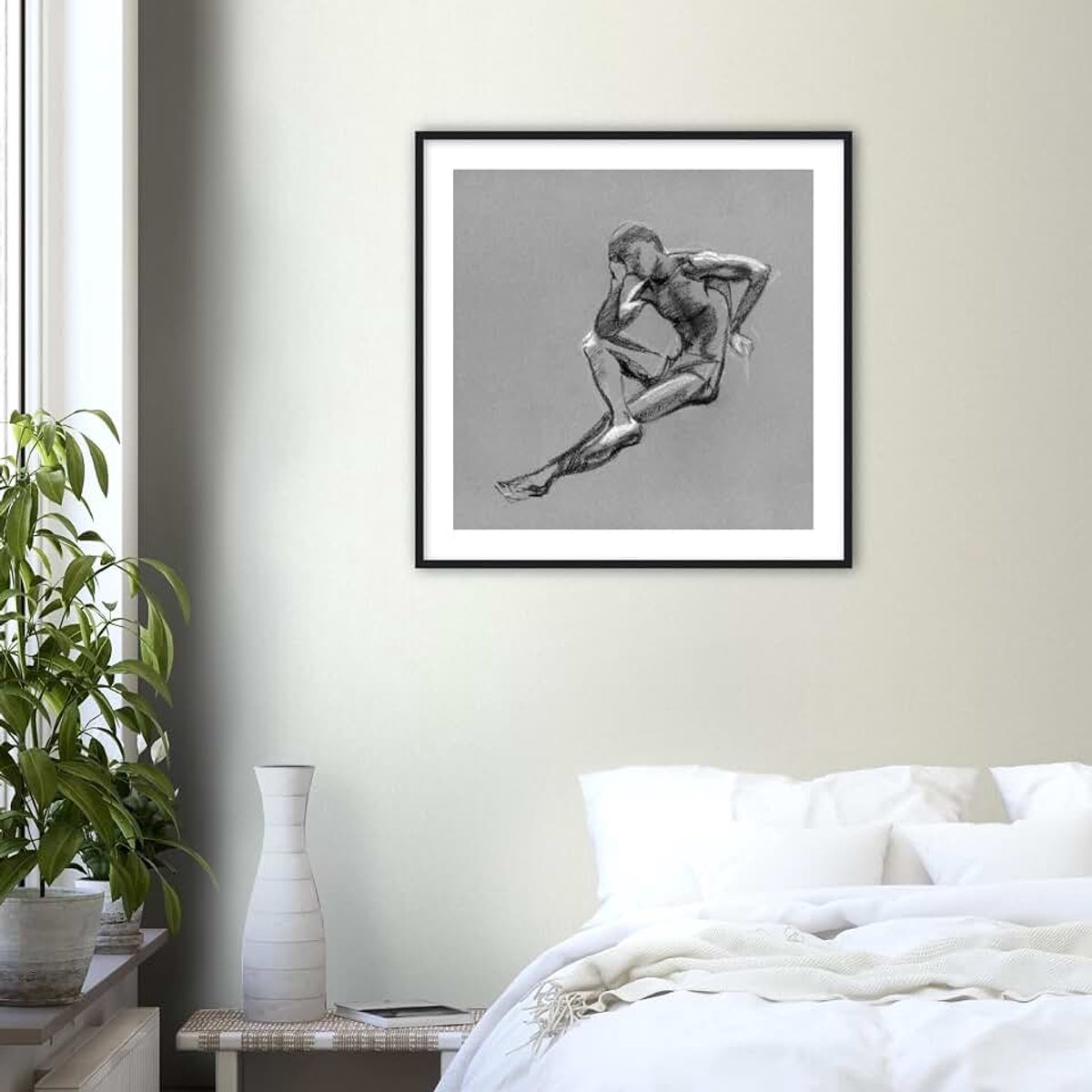 Kunst aan de muur - Grijs Olympisch - Ingelijste kunstdruk Kant-en-klaar wit 70x70 cm/28x28″
