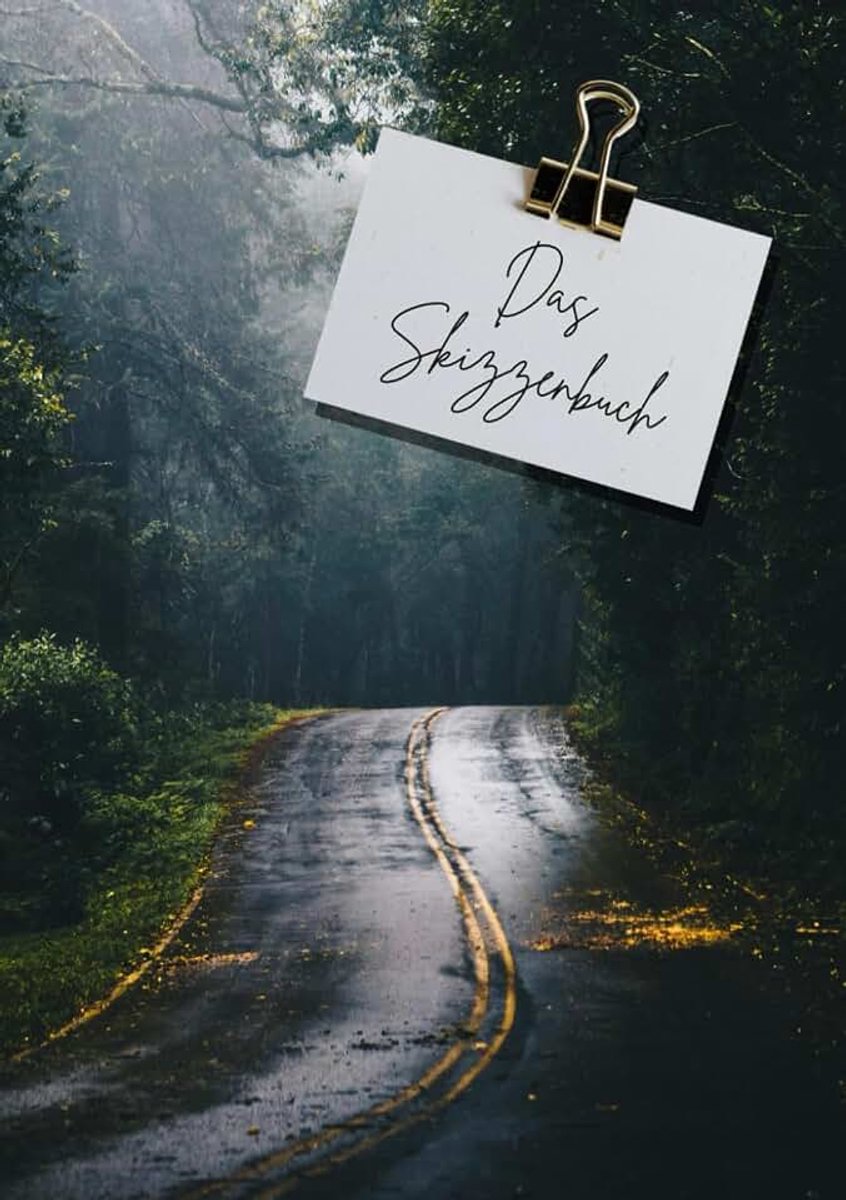 Skizzenbuch - Notizbuch A5 mit Skizzenseiten zum Zeichnen von Seraphiiia-Design | Ideal als Tagebuch, Bullet Journal, Ideenbuch, Schreibheft, Malbuch, Skizzenheft, Zeichenblock | Straße im Wald
