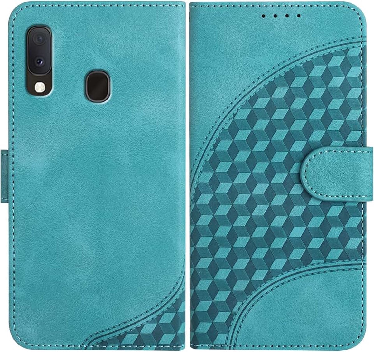 Hoes voor mobiele telefoon voor Samsung Galaxy A20E/A10E, met kaartenvak, standfunctie en magneetsluiting, PU-leren etui, folio, klaphoes, compatibel met Galaxy A20E, lichtblauw
