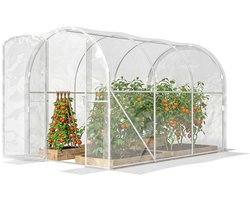 Tunnelkas van 3 x 2 x 2 m (6 m²) met scharnierende deur en PE-afdekking van 150 g/m² voor groenten - planten en bloemen.