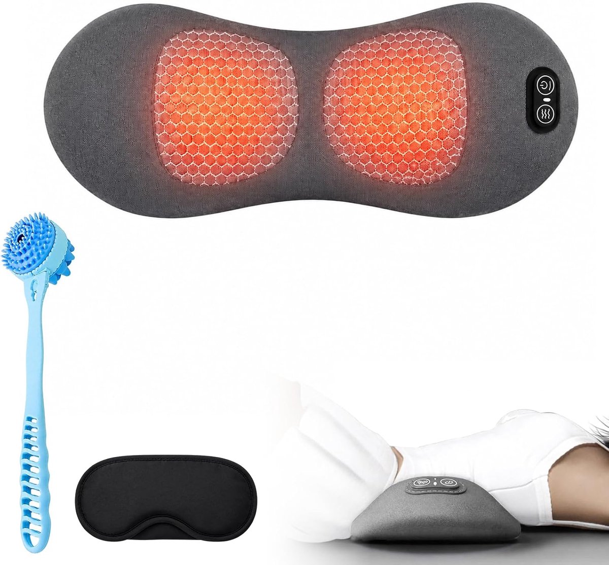 3-in-1 lendenmassageapparaat, trekkracht, trilling, warmte voor onderrug en