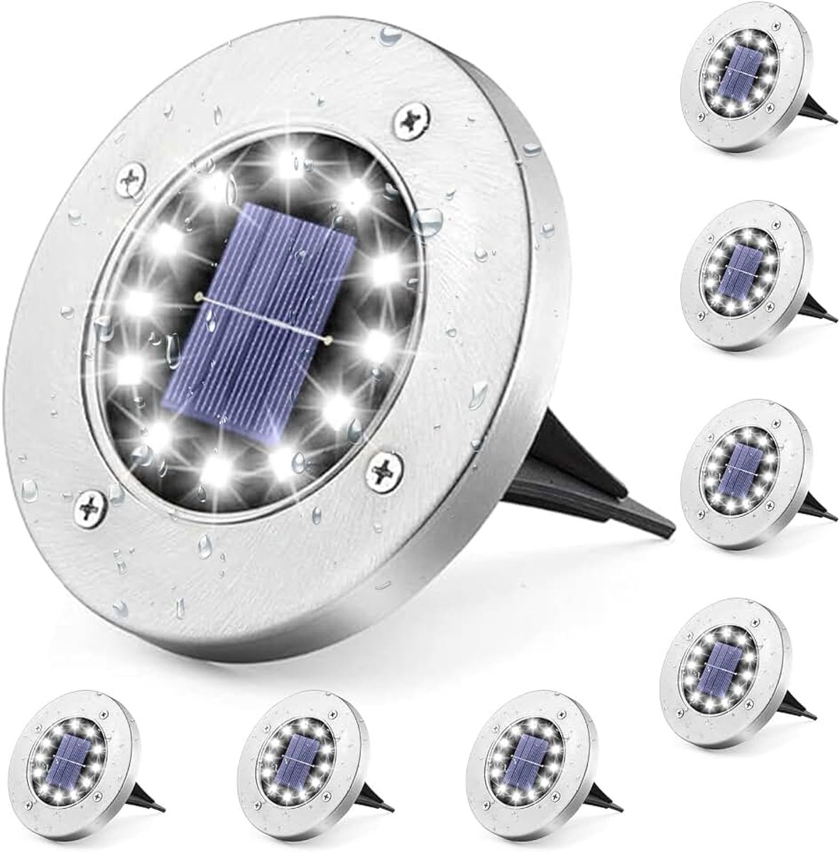 Zonnelamp voor buiten, 8 stuks, 12 leds, vloerlamp, decoratief, IP65, waterdicht, zonnelampen, perfect voor tuin, binnenplaats, gazon, park, patio