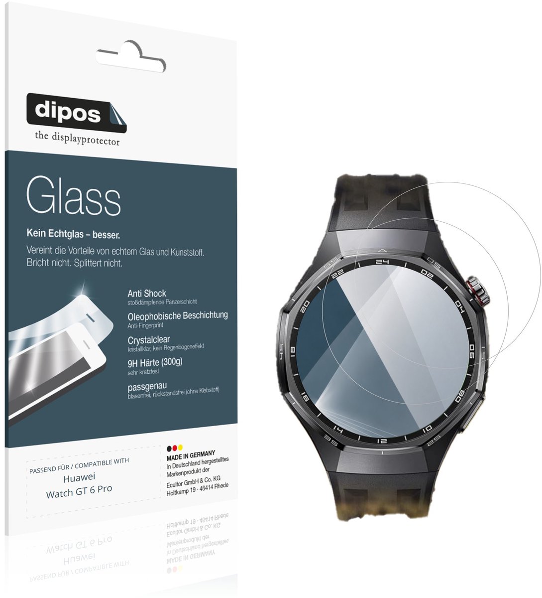 dipos – 2x Pantserfolie geschikt voor Huawei Watch GT 6 Pro | 9H Screenprotector
