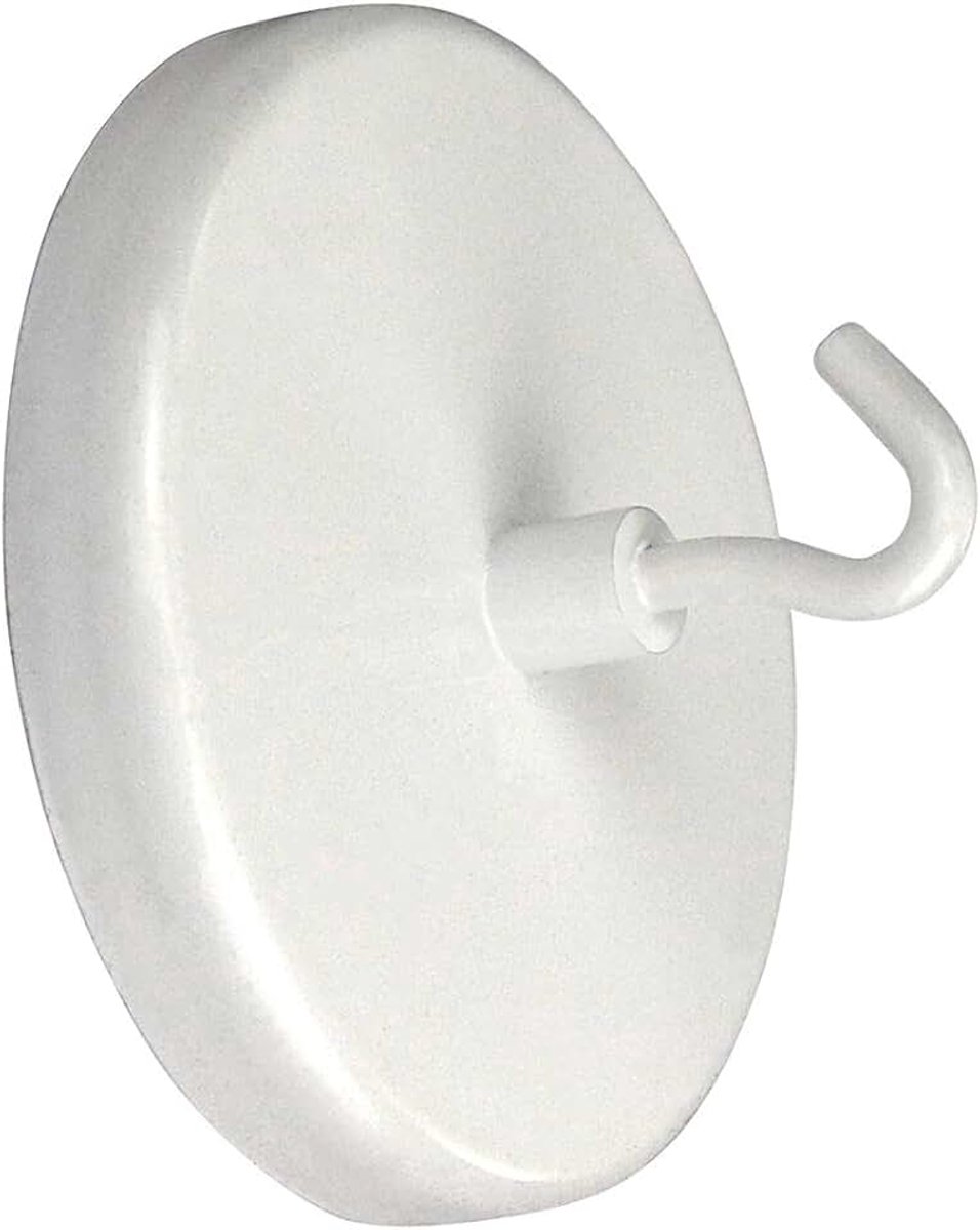Magneethaken wit gelakt, tot 24 kg, diameter 63 mm, haakmagneet, ronde magneet