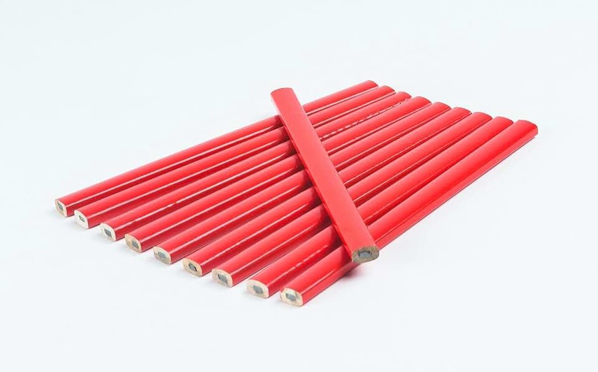Timmermanspotloden, 20 stuks, rood, ovaal, 175 mm, timmermanspotlood, bouw - potloden