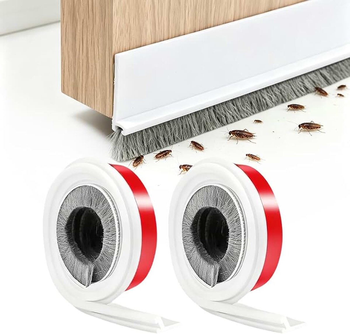 Borstelafdichting, zelfklevend, 100 × 3 cm, zelfklevende deurafdichting, tochtstopper, afdekstrips, borstelafdichting, afdichting voor insecten, koudebestendig, stofdicht