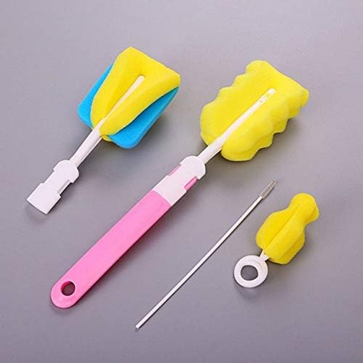 4 stks Baby Fles Borstels Set Sponge Plastic Glas Melk Water Cup Cleaner Tepel Pacifier Melk Feeder Reinigingsborstels sets