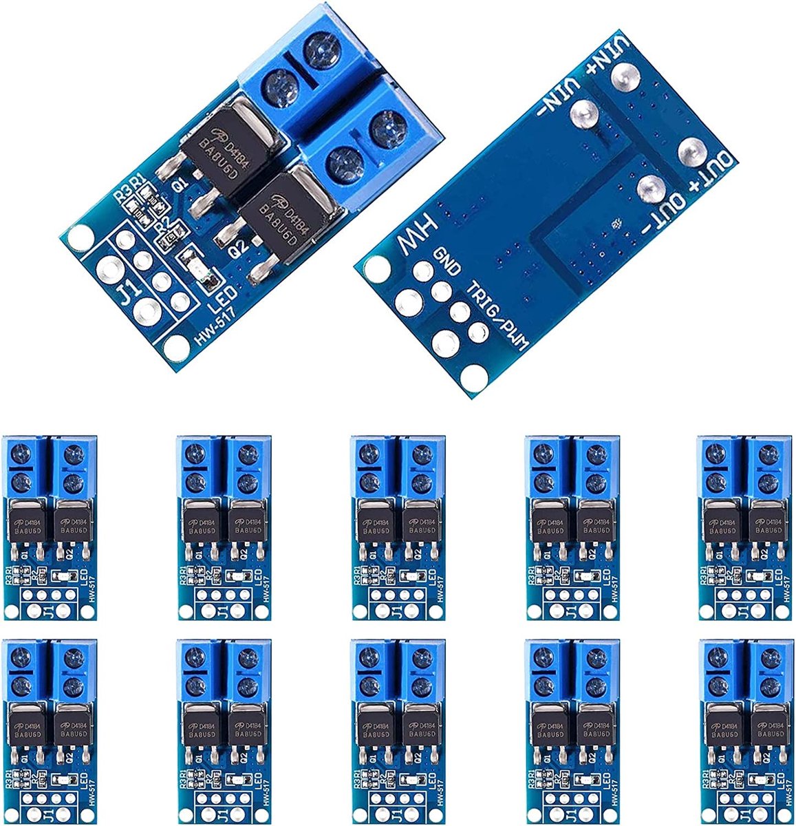 10 stuks Arduino Mosfet module, Mosfet drivermodule 5 V 36 V, Mosfet drivermodule DC 5V-36v 15A (max. 30A) 400W, dual high-performance switching driver module, PWM-regelaar, schakelpaneel