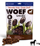 Woef Woef Hondensnacks Paarden Trainers 1.00 KG - Trainingsnacks Hondensnoepjes - Gedroogd vlees - Paard - Alle honden en alle leeftijden vanaf 2 maanden - Geen toevoegingen
