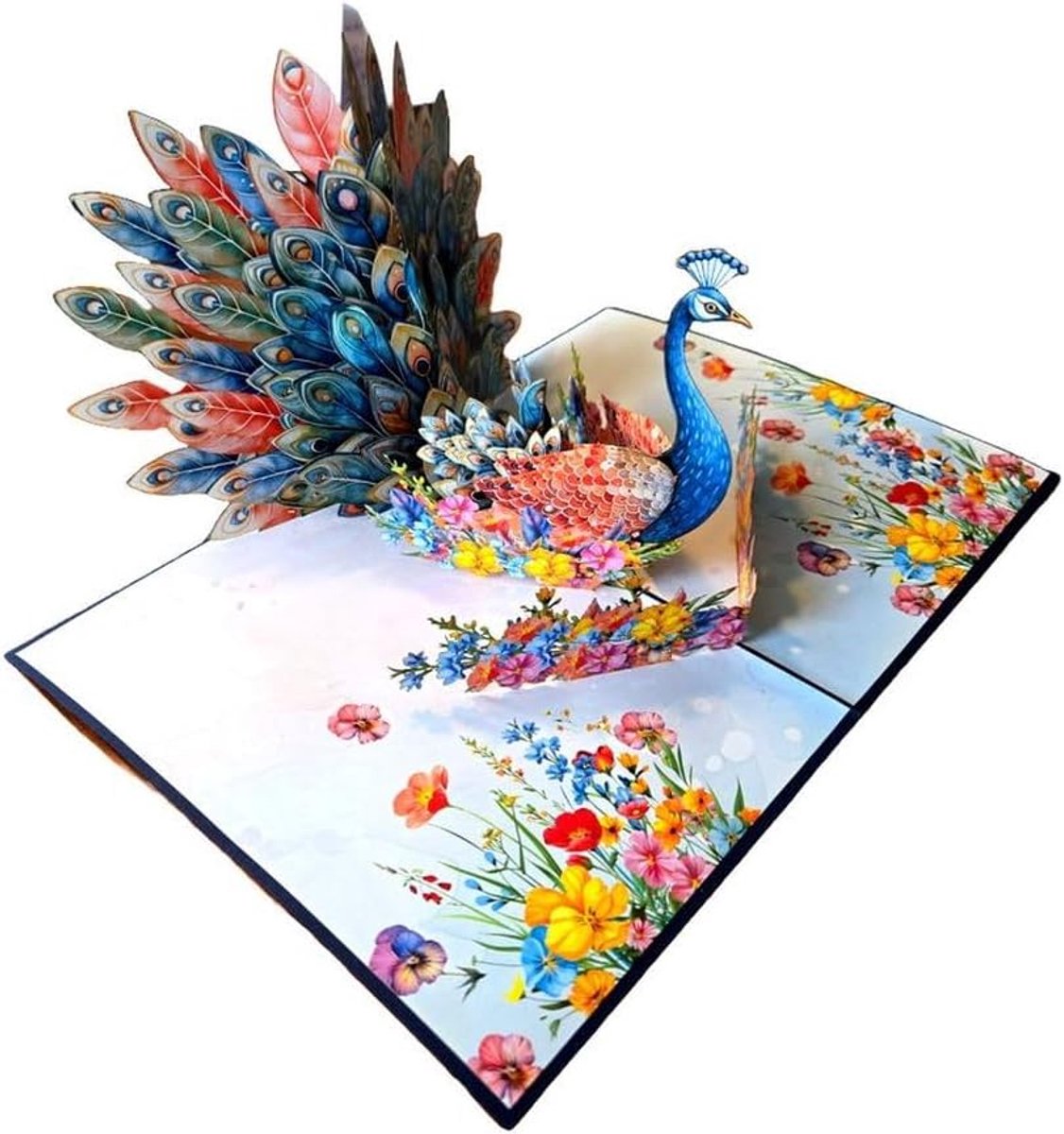 pauwwenskaart, creatieve 3D-pop-upkaart met pauwenmotief voor verjaardag, felicitaties voor bruiloft, Moederdag